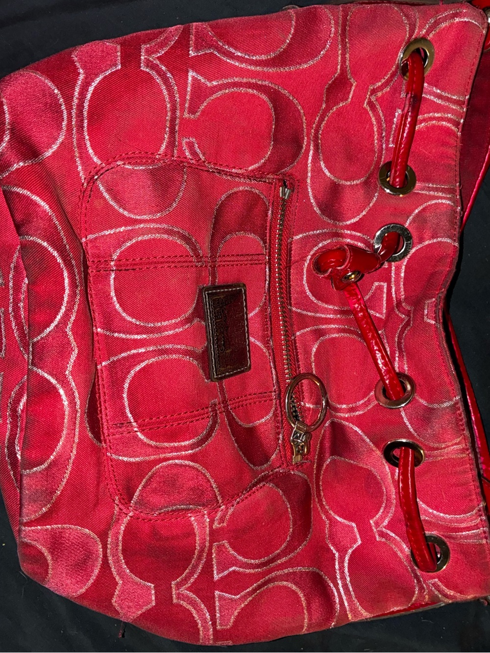 Pink Coach Drawstring Tote Bag